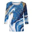 thumbnail image 4 of UPPADA Blouses pour Femmes Grande Taille à Manches 3/4, T-Shirts à Imprimé Floral Teintable, Chemises Décontractées Tendance à Col Rond, Chandails Confortables à Enfiler, Hauts Blouses Mignons d'Été, Hauts pour Femmes à Manches 3/4, Aubaines, 4 of 5