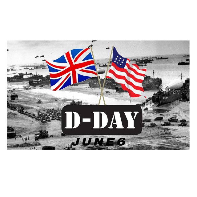 Openpig D DAY 80th Anniversary Flag Banner Decorations Normandie One Sided Decorations Memorabilia