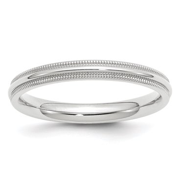 14K White Gold 3mm Milgrain Comfort Fit Band Size 9.5