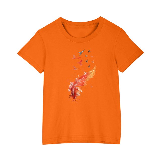 RXIRUCGD 2025 Vêtements d'Été pour Enfants T-shirt Imprimé Mode Mignon Col Rond Manches Courtes