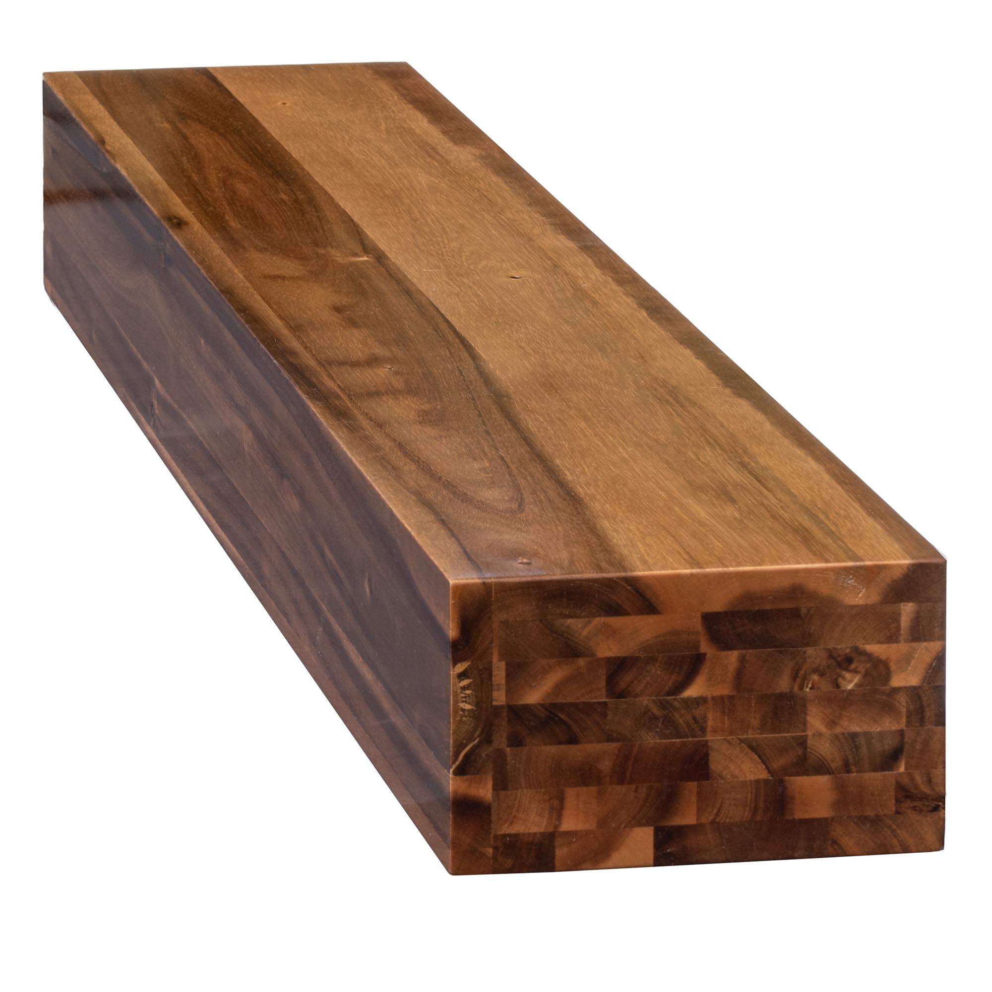 Tablette de foyer de 45 po en bois d'acacia fini lustré