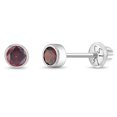 thumbnail image 1 of Bezel Set Simulated Garnet Toddler Screw Back Earrings 14k White Gold, 1 of 6