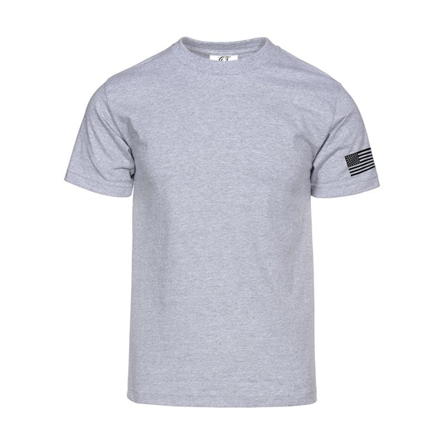 Gravity Threads T-Shirt à Manches Drapeau des États-Unis pour Hommes - Gris Chiné - Petit