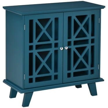 HOMCOM Armoire de Rangement avec Portes à Treillis Étagère Buffet Moderne
