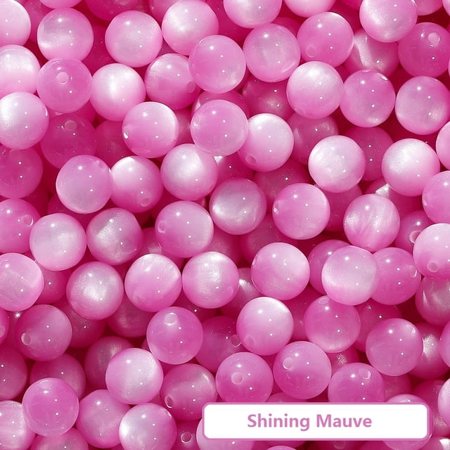 Perles pour Bracelets, 20 Pcs Perles en Résine, Diamètre 8 mm, Présentées en Couleur mauve Brillante avec une Finition Brillante et Transparente. Ces Perles en Résine Multicolores Sont Parfaites pour la Fabrication de Bracelets, l'Artisanat de Porte-Clés et Autres Accessoires DIY.