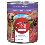 Purina ONE Plus+ Healthy Aging 7+ Classic Ground Turkey & Barley Entrée, Wet Dog Food 368 g
