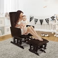 thumbnail image 3 of Costway Fauteuil Berçant Relax pour Chambre de Bébé, Fauteuil à Bascule à Glissière et Pouf avec Coussin, Brun, 3 of 9