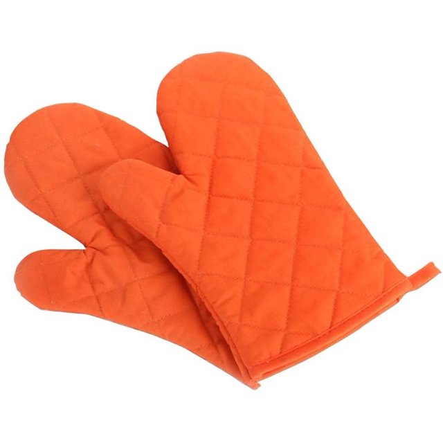 Oven Mitts, Premium Heat Resistant Kitchen Gloves Cotton & Polyester Quilted Oversized Mittens Orange