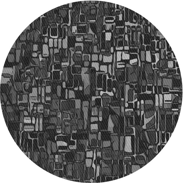 Ahgly Tapis Rond Lavable en Machine Intérieur Transitionnel Gris Minuit, 6 Pieds Rond