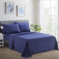 thumbnail image 1 of Marina Decoration Ultra Soft Silky Deep Pocket Solid Rayon from Bamboo Bedding All Season Sheet Set, Navy Blue Color, 1 of 7