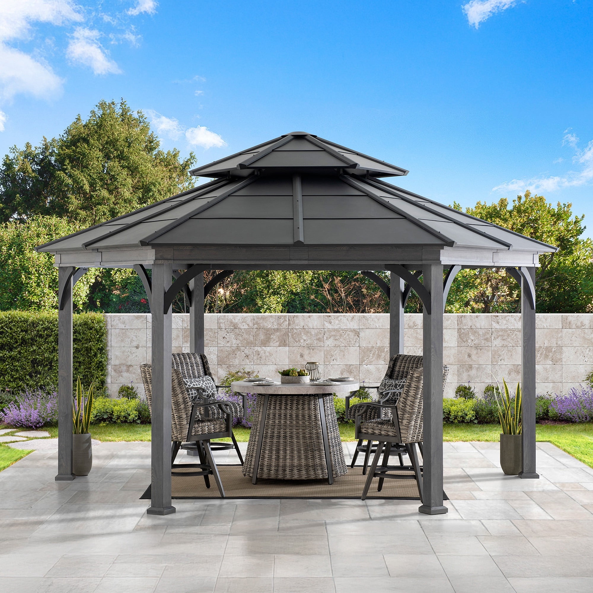 Sunjoy 15 ft. x 18 ft. Outdoor Hexagon Hardtop Gazebo
