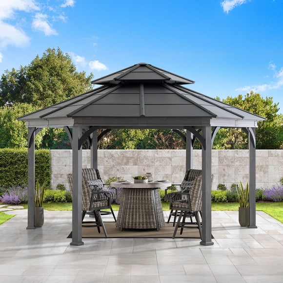 Sunjoy 15 ft. x 18 ft. Outdoor Hexagon Hardtop Gazebo