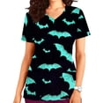 thumbnail image 2 of RKSTN Women's Short Sleeve V-Neck Scrub Tops, Halloween Print, 1, 2 of 5