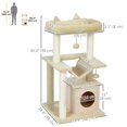 thumbnail image 2 of Beige Multi-Level Cat Tree Tower with Condo, Hammock & Scratching Post - 35.5" Activity Center for Indoor Kittens & Small Cats, 2 of 7