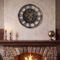 thumbnail image 2 of Costway Large Wall Clock, 27” Gear Clock with World Map, Non-Ticking Decorative Metal Clock, 2 of 10