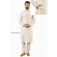 thumbnail image 3 of DWEEP SARA Kurta pour Homme en Viscose Rayonne Uni Brodé Droit Ethnique Blanc Cassé, S, 3 of 10
