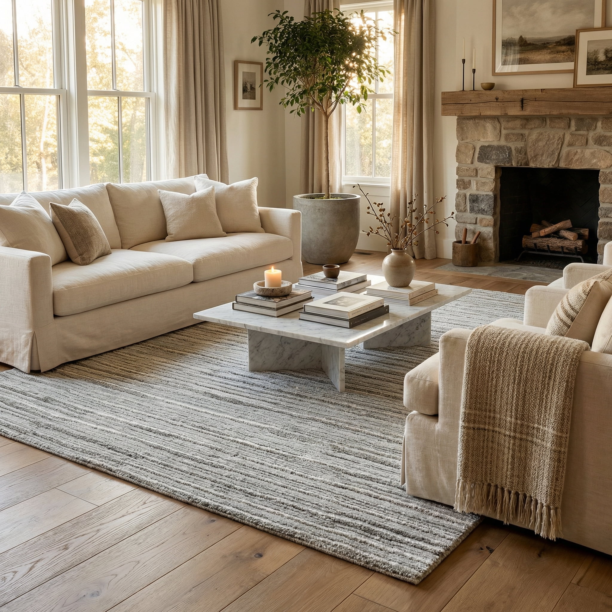 Tapis d'interieur abstrait Rug Branch Casa, gris, moderne - Salon, chambre, salle a manger et cuisine