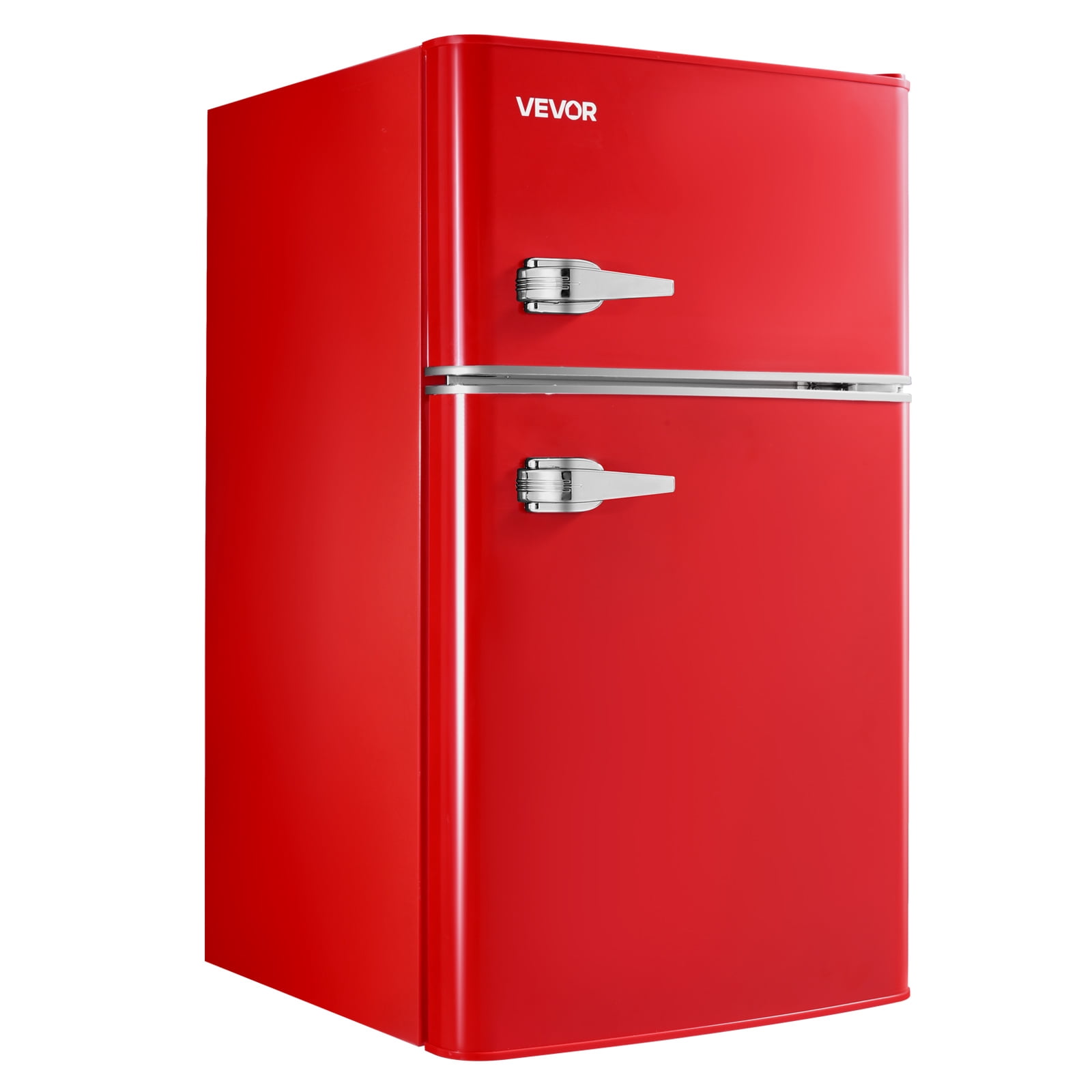 VEVOR Mini Fridge with Freezer, 3.2 Cu.Ft, Two Door Compact Refrigerator with Adjustable Temperature, Glass Shelf, Energy Efficient Dorm Fridge, Red