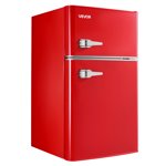 VEVOR Mini Réfrigérateur avec congélateur 3.2 Cu.Ft, Réfrigérateur compact à deux portes avec température réglable, plateau en verre, réfrigérateur à dorme écoénergétique, rouge