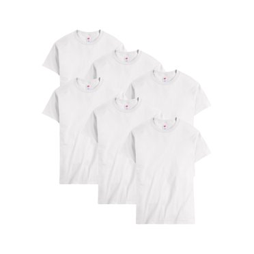 Hanes Mens Essentials Cotton T-Shirt 6-Pack, M, White
