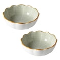 thumbnail image 1 of Qeeadeea Small Round Baking Dish Set Of 2, Colorful Ceramic Pie Pan, Round Pie Dish, Morandi Color Tableware-grey-15x15x5cm, 500ml, 1 of 7
