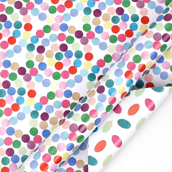 Wrapping Paper Rolls for Gifts, Double-Sided Watercolor Festival Birthday Party Gift Wrap, Thick 80 gsm, Recyclable, 1 Roll