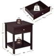 thumbnail image 3 of Costway Table de Chevet avec Tiroir Étagère de Rangement Table d'Appoint en Bois pour Canapé Brun, 3 of 9