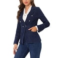thumbnail image 4 of INSPIRE CHIC Veste en Denim à Revers Cranté à Manches Longues avec Boutons et Poches pour Femme TP Noir-Bleu, 4 of 7