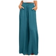 thumbnail image 2 of Jsaierl Womens Casual Wide Leg Pants Ruffle Elastic Drawstring Palazzo Pants Loose Comfy Trousers with Pockets, 2 of 9