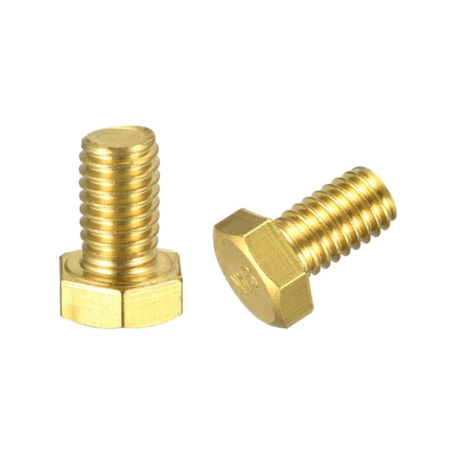 Unique Bargains Brass Hex Bolts, 3/8-16x5/8' 2 Pack Fully Thread Grade 4.8 Machine Screws