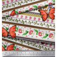 thumbnail image 2 of Soimoi Green Poly Georgette Fabric Floral & Insect Patchwork Print Fabric by The Yard 42 Inch Wide, 2 of 3
