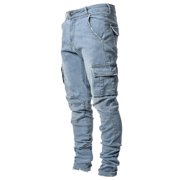 Ketyyh-chn99 Boot Cut Jeans Men Flare Jeans Mens Pants Casual Cargo Pants Casual Athletic Baggy Street Pants Blue,S