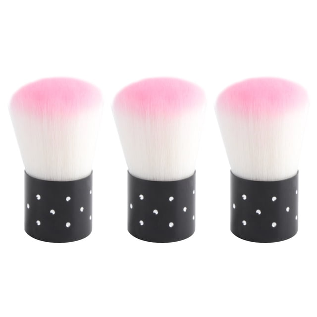 Professional Makeup Brush Set for Manicure Use with Soft Fiber Bristles and HighQuality Plastic Handle in Pink 3PCS
