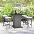 thumbnail image 2 of Costway Ensemble de 5 Pcs de Table de Bar en Osier pour l'Extérieur avec Étagères de Rangement Cachées Table de Bar Tabourets, 2 of 10