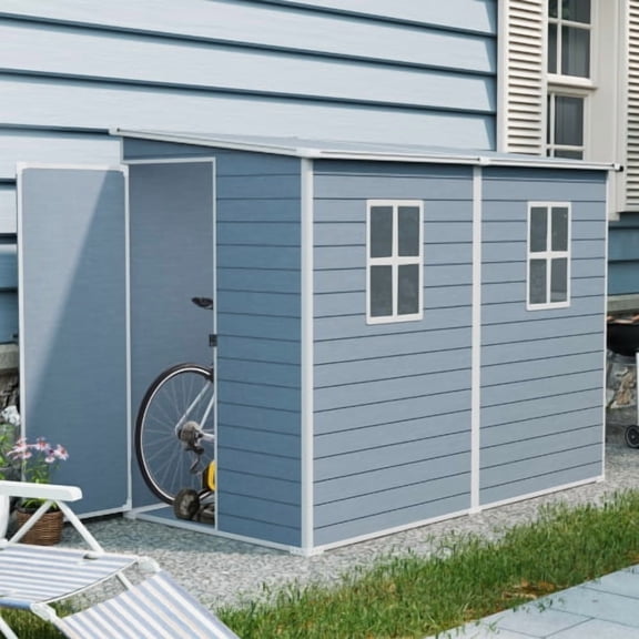 Remise de Rangement Extérieure en Résine 8x4 Pi avec Trousse à Deux Fenêtres - Parfaite pour Ranger les Meubles de Patio, Gris