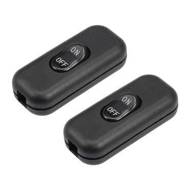 Unique Bargains Inline Cord Switch On-Off DPST Lamp Light Rocker Switch AC 250V 6A Black 2pcs