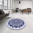 thumbnail image 4 of Ahgly Company Tapis Rond Lavable en Machine Intérieur Transitionnel Bleu Céleste, 4 Pieds Rond, 4 of 7