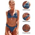 thumbnail image 3 of Charmo Bikinis à Volants pour Femmes, Côtelé, Triangle, Échancré, Maillot de Bain 2 Pcs, 3 of 8