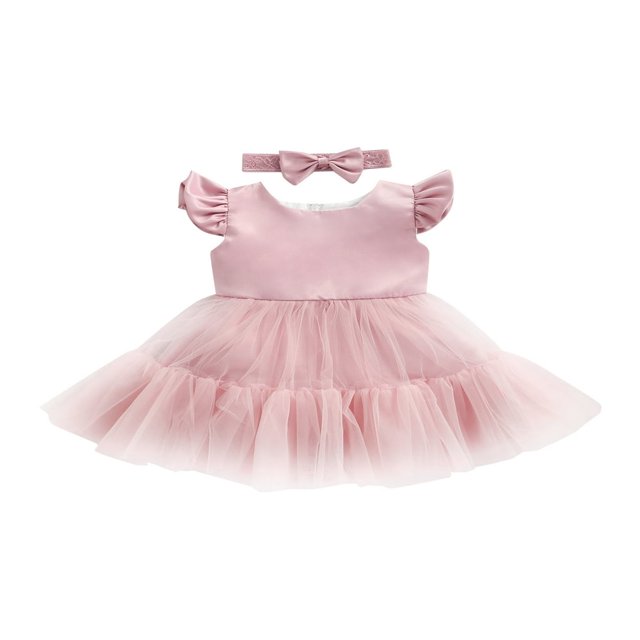 Petites Filles Doux Style Robe Maille Épissure Princesse Jupe
