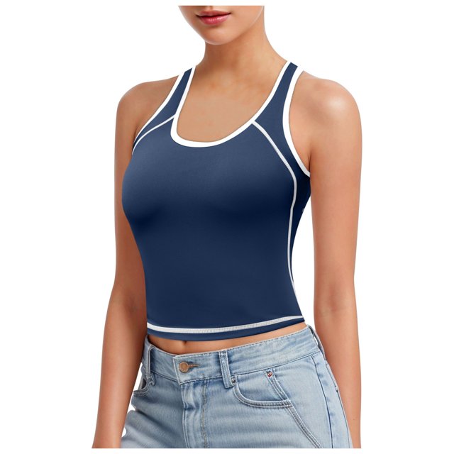 Débardeur Court Sans Manches à Col Montant pour Femme, Ajusté, Style Sport, Cloud Pro, Bonnets Fixes, Col Rond, Effet Éclat, Non pour la Course
