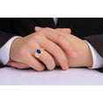 thumbnail image 2 of RYLOS Men's Rings Yellow Gold Plated Silver Designer Nugget Ring Oval 9X7MM Gemstone &  Diamonds  Lapis Lazuli Birthstone Rings For Man Size 11, 2 of 7