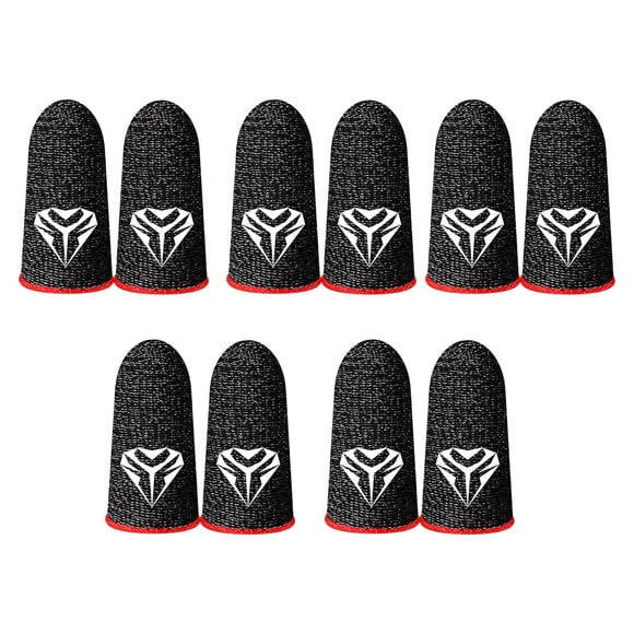 braveheart 5 Paires Manchons de Bout de Doigt pour Jeux sur Téléphone Mobile Anti-Empreintes Anti-Huile Respirants Gants Tricotés 24 Broches Réutilisables Rouges