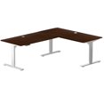 thumbnail image 1 of PROGRESSIVE DESK L en Forme de Bureau Debout 78 "x48", Coin 3 Hauteur de Scène Réglable Bureau Exécutif Électrique - Noyer Rôti, Cadre White, 1 of 9