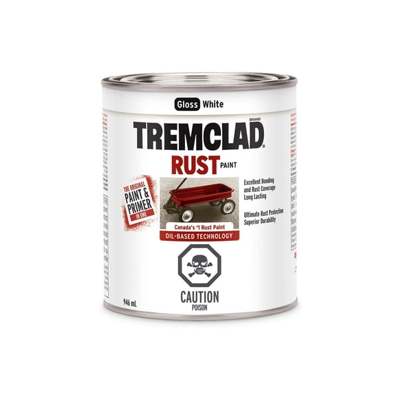 TREMCLAD Exterior Oil-Based Multisurface Rust Paint In Gloss White, 946 mL