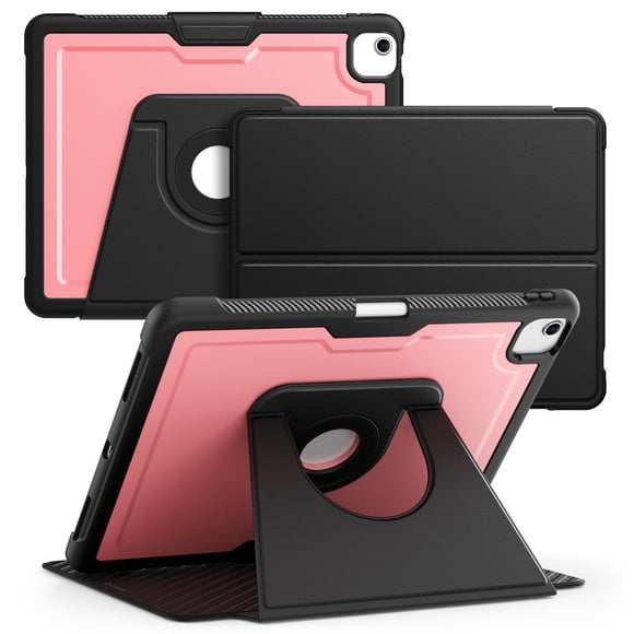 FJLBDE Case for iPad Air 13 Inch M3 2025 / M2 2024 12.9 inch (3rd/4th Gen), 360 Rotating Stand iPad Protective Case Cover with Auto Wake/Sleep, Pink