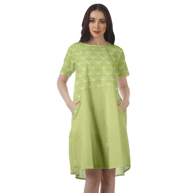 Moomaya Printed Loose A-Line Dress With Pockets Short Sleeve Dresses Women