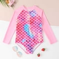 thumbnail image 2 of Kids Girls Rash Guard Swimming Bathing Suit Hawaiian Ruffle Long Sleeve Sun Protection Baby Girl Bathing Suit 6-7 Years Girls Clothing, 2 of 6