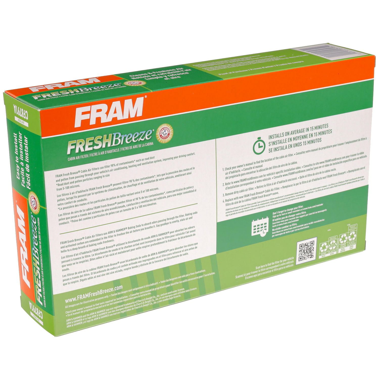 Filtre à air d’habitacle CF8791A Fresh Breeze de FRAM