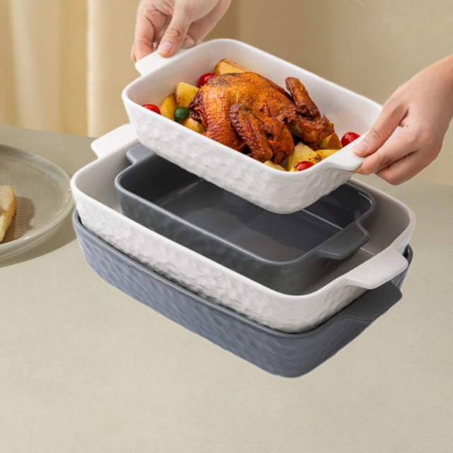 veasfak Plat à Casserole Plat de Cuisson pour Four Cuisson en Profondeur Robuste Pratique avec Poignées