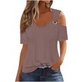 thumbnail image 2 of QIPOPIQ Women's Cold Shoulder Tops Short Sleeve V Neck T Shirts Basic Summer Tees Clearance, 2 of 7